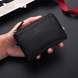 七匹狼男士零钱包真牛皮迷你拉链超薄多功能证件包钥匙扣卡包硬币包皮套 超薄小巧-头层牛皮（新款上市）