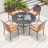 莫 家户外烧烤桌椅铸铝庭院休闲bbq烧烤架家用木炭烧烤炉 【双炉】4拉菲椅+120cm烧烤桌