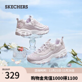 斯凯奇（Skechers）老爹鞋女士熊猫鞋刺绣厚底内增高小白鞋子休闲百搭季 149466-薰衣草色/LAV 35