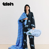 野兽派家居（tbh）【龚俊同款】Z系列天丝棉条纹家居服套装女四季可外穿情侣睡衣 天丝棉长款家居服套装 黑豹 M