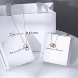 CENTURY& KINDLE 双环情侣项链一对情侣款项链女ins小众设计项链男个性款生日礼物 【玫瑰金色】双环项链一对