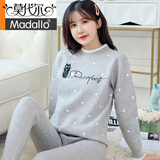 莫代尔保暖内衣女加厚加绒套装少女初高中学生秋衣秋裤可外穿保暖衣冬季 灰色猫咪[加绒加厚套装] 4XL 建议体重:120-140斤