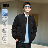 森马森马棉服男春秋季外套宽松三防科技感棒球领运动风衣多穿 黑色90001 175/92A/L