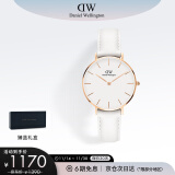 丹尼尔惠灵顿（DanielWellington）DW手表女表32mm金色边白盘白皮带学生手表生日礼物DW00100189