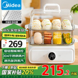 美的（Midea）【国家补贴】多功能锅电蒸锅家用 蒸鱼包子杂粮 透明视窗304不锈钢 双层大容量15.3升ZGC3223M02