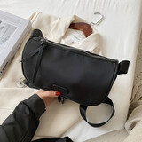 慕昂白色轻便小包包女尼龙布运动包2021新款潮夏天单肩斜挎休闲小方包 黑色