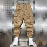 嘉晔干活穿宽松耐磨休闲工装裤男网红潮牌长裤运动口袋小脚哈伦裤 卡其色 2XL 【125-145斤】