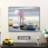 耀世佳画电表箱装饰画餐厅配电箱大尺寸电闸遮挡箱挂画免打孔电箱装饰画 N884发财福禄 50*40cm（遮挡40*30）掀盖黑框