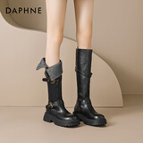 达芙妮长筒靴子女鞋加绒2025新款秋冬爆款牛仔靴高筒巨好看骑士长靴
