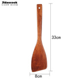 Jidaocook锅铲木质 木头铲子炒菜不粘锅 原木长柄汤勺饭勺木勺套装 33厘米斜煎铲