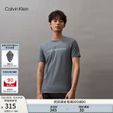 Calvin Klein Jeans夏季男女情侣中性年轻ck多色印花透气修身短袖T恤J320931 PN6-雾霾蓝 L （推荐145-160斤）