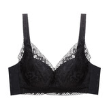 夏.娃.之.秀内衣女文胸无钢圈中薄款聚拢外扩侧收调整型心裁滋养蕾丝胸罩3737 黑色 70A /32A(中薄杯约1.5CM)