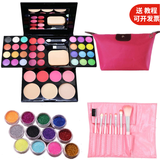 化妆品套装全套整套表演演出学生六一节舞台妆彩妆专用眼影盘 39色彩妆盘+7支粉刷+闪粉+化妆包