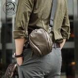 BOY CLN品牌 手工单肩包男 休闲真皮斜挎包男士头层牛皮复古相机小背包 小众简约迷你随身手机小包 牛油果绿