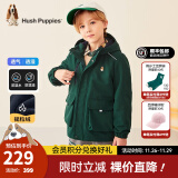 暇步士（Hush Puppies）童装儿童厚风衣冬季新款男女大童纯色摇粒绒外套时尚厚风衣 丛林绿 130cm