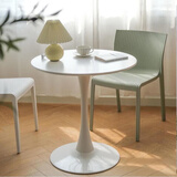 恩希仕圆桌子简约郁金香休闲洽谈桌咖啡奶茶店餐桌北欧阳台小圆桌椅组合 白色60*60