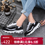 SKECHERS斯凯奇女鞋经典情侣熊猫鞋女子休闲运动鞋增高缓震老爹鞋 66666179/BKW 【经典款】黑/白 38