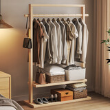 喻品实木衣帽架落地卧室挂衣架办公室客厅家用衣服挂架MJ26原木色80