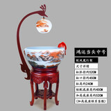 牧溪源景德镇陶瓷鱼缸养鱼盆大号造景客厅家用办公室乌龟缸循环流水摆件 中号凤凰灯