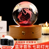 山迪水晶球八音盒女孩生日礼物天空之城音乐盒旋转摆件女生情人节礼物 升级蓝牙音乐款-海豚[不可旋转]