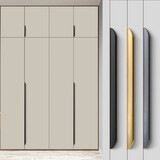 免打孔衣柜隐形拉手橱柜门简约现代黑色金色柜子柜门把手拉手暗装 圆弧黑色120长