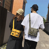 酷咖单肩包男女潮款原宿帆布斜挎包情侣肩包逛街出行手机包休闲背包 绿色（带猩猩挂件+1枚徽章）