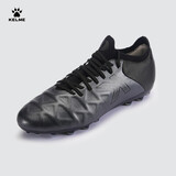 卡尔美（KELME）小牛皮MG足球鞋男透气短钉系带学生比赛圆钉球鞋成人 铁灰黑 40