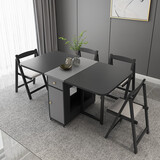 兰尼森 北欧简约小户型可折叠餐桌椅组合 现代家用多功能可伸缩吃饭桌子 绅士灰】1.5米折叠餐桌+折叠椅*4