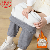 浪莎羊羔绒运动裤女冬季加绒加厚仿羊绒束脚卫裤休闲哈伦加绒裤子女