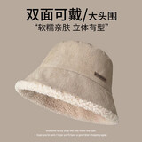 回力（Warrior）帽子女冬季保暖双面毛绒加厚防风盆帽户外防寒毛绒帽 卡其米 1个