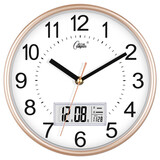 康巴丝（Compas）挂钟走时客厅办公室钟表挂墙简约创意时钟时尚石英钟现代挂表 c3221Y日历闪金(23*23cm)