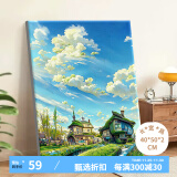 好久不见数字油画diy手绘涂鸦丙烯油彩画夏天绿色风景画画填色手工装饰画