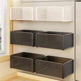 无不为冰箱贴磁铁磁吸置物架创意挂篮收纳盒2024年新款多功能磁吸金属筐 款式1-黑色磁吸网篮小号(单个装)