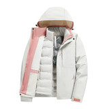 西域骆驼（VANCAMEL）冲锋衣男女可拆卸羽绒内胆三合一工装外套防风保暖夹克滑雪登山服 KY09S-1暖白/珊瑚粉-女(羽绒内胆 M