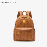 CLEHAN&KITE包包女包2025新款印花双肩包女上课通勤旅行小背包生日礼物送女友 棕色