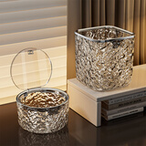 KAMAN桌面垃圾桶按压式高颜值家用车载杂物桶客厅卧室桌上收纳筒垃圾篓 方形大号【压圈无盖】1个