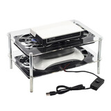 宝璋 路由器散热架 通用 光猫 电视盒子 交换机 散热器 12cm风扇 静音 带开关 通用散热风扇 加大亚克力版双层4风扇