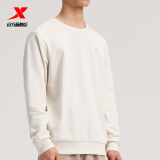 特步（XTEP）男装卫衣男圆领长袖秋冬休闲运动针织上衣打底衫跑步健身衣服 明月白 XL
