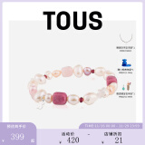 TOUS 桃丝熊925银粉色石榴石珍珠手链手串女生礼物 粉色