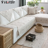 益丽丝（yilisi） 四季沙发垫套装布艺实木沙发坐垫子欧式双面全棉可水洗定制 蒲公英-浅咖 90*180cm单片