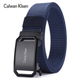CALWAN KLSEN皮带男战术机能风腰带工装潮休闲自动扣简约百搭年轻人军训裤青年 黑面扣蓝色带身