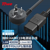 TOWE同为16a大功率电源线电脑/服务器连接线国标16a转c19电源线三芯纯铜芯2.5平1.8米