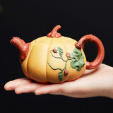 万壶园 紫砂壶功夫茶具泡茶壶宜兴原矿紫砂花器双色南瓜壶手工泡茶器 双色南瓜 段泥 240ml