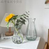 富贵竹大口径花瓶 简约玻璃花瓶水养韩式现代创意家居客厅餐厅干花插花装饰摆件 现代韩式南瓜：18cm+24cm