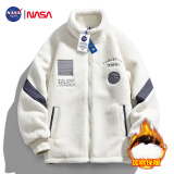 NASA GISS 官方潮牌羊羔绒外套男冬季加厚棉衣冬装棉服学生棉袄 白色 2XL 