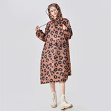 捷达雨衣成人男女长款户外徒步旅游垂钓骑行可背包反光雨披复古元素 黄色豹纹（反光） 均码 1件