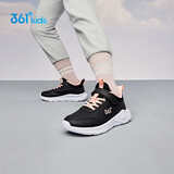 361°童鞋 儿童运动鞋25冬季男女童3-14岁皮革校园跑鞋 黑37