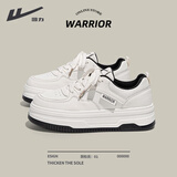 回力女鞋小白鞋2025新款冬季ins潮皮面鞋子女厚底休闲运动百搭板鞋女 米黑【经典皮面，底厚4.5CM】 37