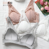 美标性感文胸女夏季无钢圈胸罩法式蕾丝三角杯内衣 白色 85B
