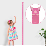 KOLYMAX创意卡通身高尺墙贴亚克力儿童身高测量仪简约儿童房3D动物身高贴 粉红小猪 195cm*3.5cm中号+透明磁吸辅助尺